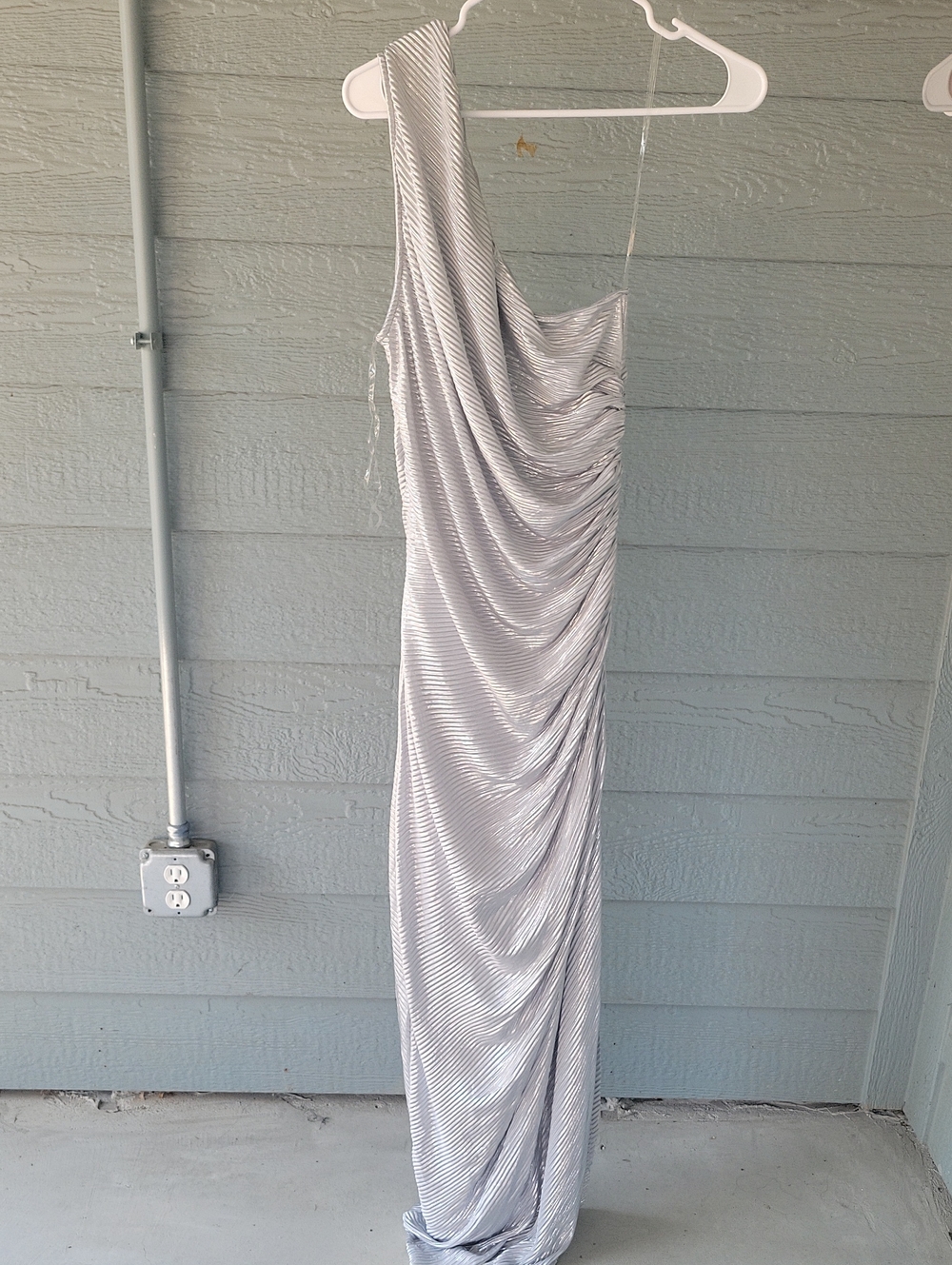 One Shoulder Silver Dress